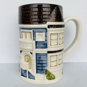 Vintage Otagiri 3D Blue Victorian House 1980 Coffee Tea Mug Cup Japan